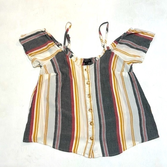 Torrid Cropped Top Multi Stripe Button Down Shirt Size 00 - Picture 9 of 10